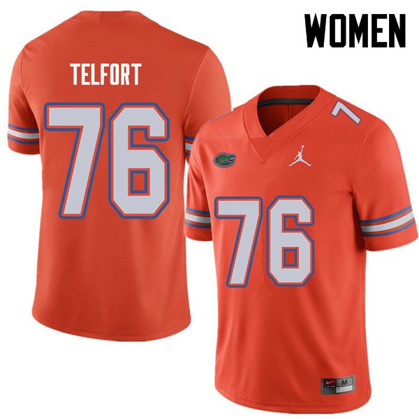 Jordan Brand Women #76 Kadeem Telfort Florida Gators College Football Jerseys Orange